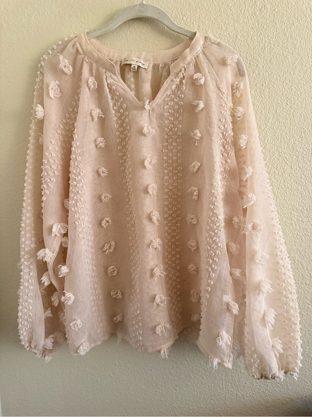Pom-Pom Texture Peasant Blouse